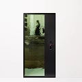 Modern Security Door With Tempered Glass Panel And Black Frame Secure Lock Design 3d model