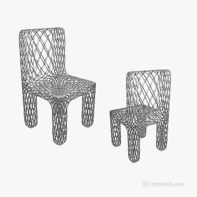 Two Modern Leisure Chairs Showcasing Intricate Net Pattern And Woven Structure 3d model