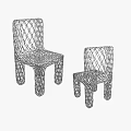 Two Modern Leisure Chairs Showcasing Intricate Net Pattern And Woven Structure 3d model