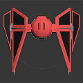 Red Cosmic Starfighter Model with Angular Black Wings and Central Engine Design 3d model
