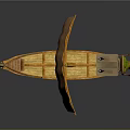 Traditional Wooden Boat With Green Hull Orange Sail Decorative Bow Seats And Oars