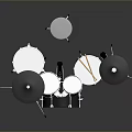 5 Piece Complete Drum Set With Snare Bass Drums Cymbals And Metal Stands
