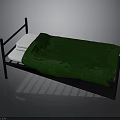 Simple Black Frame Bed With Green Blanket And White Pillows