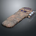 Brown Textured Outdoor Sleeping Bag With Portable Inflation Pump And Comfortable Lining