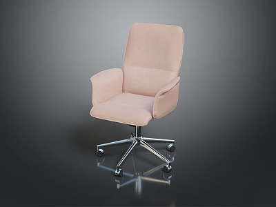 Light Pink Fabric Single Chair With Armrests Silver Metal Base And Wheels Modern Design 3d model