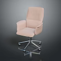 Light Pink Fabric Single Chair With Armrests Silver Metal Base And Wheels Modern Design