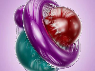 Abstract Colorful 3D Sculpture With Purple Red And Green Smooth Glossy Surfaces 3d model