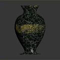 Artistic Sculpted Vase With Green Gold Cracked Texture And Double Handles