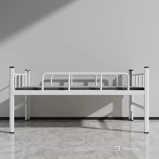 Modern Metal Bunk Bed With White Frame And Safety Rails For Bedroom 3d model 