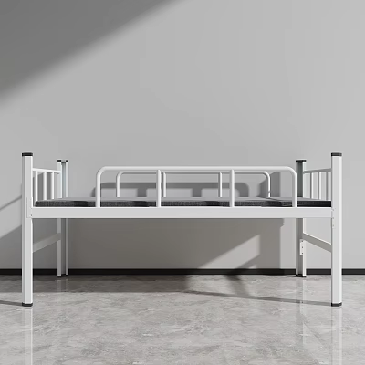 Modern Metal Bunk Bed With White Frame And Safety Rails For Bedroom 3d model