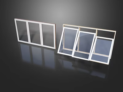 Modern Casement Windows With White Frame And Multiple Glass Panels For Home Use 3d model