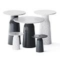Modern Functional Tables with Various Sizes Round Tabletops and Column Bases Black Speckled White 3d model