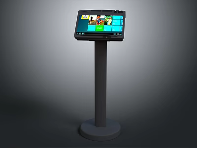 Interactive Touchscreen Display Electronic Appliance with Floor Stand for Public Use 3d model