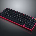 Sleek Mechanical Keyboard With Red Frame And Black Keycaps For Electronic Devices