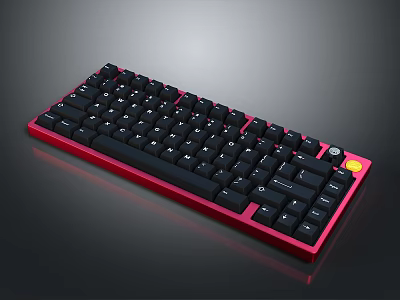Sleek Mechanical Keyboard With Red Frame And Black Keycaps For Electronic Devices 3d model