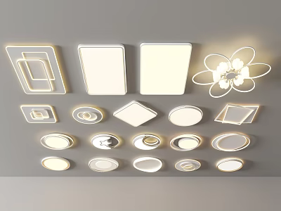 Various Modern Ceiling Lights With Different Decorative Shapes And Styles 3d model