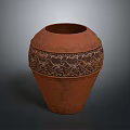 Handcrafted Brown Terracotta Vase With Intricate Decorative Patterns For Home Decor