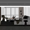 Light Luxury Modern Living Room With Comfortable Sofa And Bright Floor To Ceiling Windows