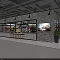 LEE AUTO 4S Store Interior With Brick Wall Bar Counter Large Screen And Car