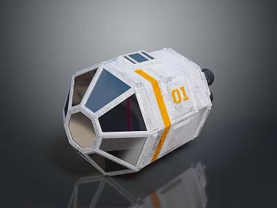 White Equipment With Yellow Stripe Number 10 Geometric Design Transparent Panel And Structured Body 3d model