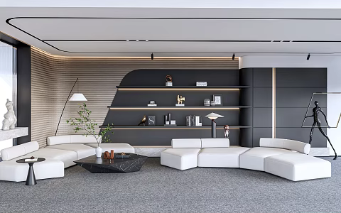 Rest area company leisure area leisure sofa background wall 3d model