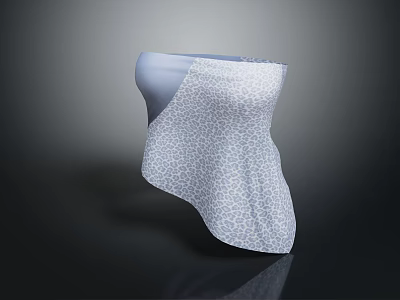 Fashionable White Patterned Scarf With Grey Geometric Design And Lightweight Fabric 3d model