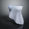 Fashionable White Patterned Scarf With Grey Geometric Design And Lightweight Fabric