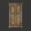 Traditional Solid Wood Cabinet With Two Doors And Panel Design For Home Storage