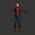 Man In Red And Blue Spider Man Costume Standing With Arms Outstretched