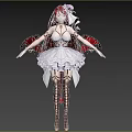 Red Haired Female Character In White Lace Dress With Floral Headpiece And Butterfly
