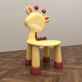 Giraffe Shaped Yellow Children's Chair With Red Ears And Feet For Kids