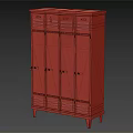 Vintage Locker Cabinet With Multiple Doors Weathered Finish Graffiti Details And Rustic Red Color