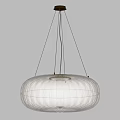 Minimalist White Ribbed Pendant Light With Brass Ceiling Base In Living Room