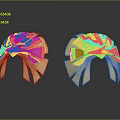 Two Shiny Golden Eagle Head Sculptures With Detailed Feather Design