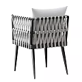 Stylish Modern Lounge Chair With Woven Armrests Gray Cushion And Black Frame