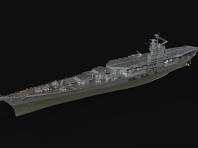 Detailed 3D Model Of Gray Aircraft Carrier Warship Featuring Large Deck And Island Structure 3d model