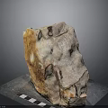 Natural Raw Stone Specimen On Display Base With Measuring Scale And Brown White Texture