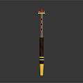 Magical Staff With Red Gemstones Golden Decorations And Wooden Handle