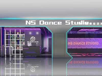 NS Dance Studio Sports Fitness Space With Neon Lights And Dance Environment 3d model