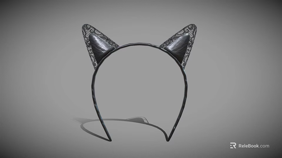 Black Cat Ear Headband With Sparkling Decorative Details Fashion Accessory For Daily Wear 3d model 