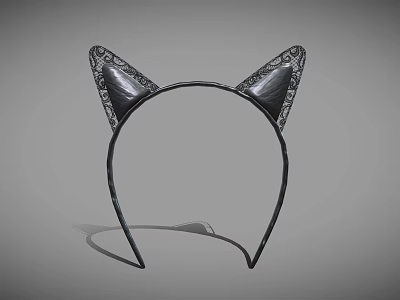 Black Cat Ear Headband With Sparkling Decorative Details Fashion Accessory For Daily Wear 3d model