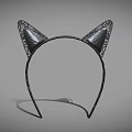 Black Cat Ear Headband With Sparkling Decorative Details Fashion Accessory For Daily Wear