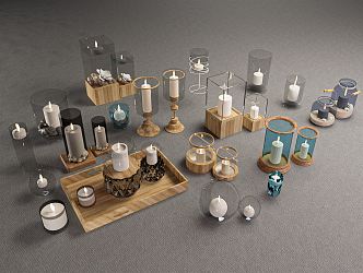 modern candle lamp glass cover candle holder 3d model