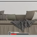 Gray Fabric Sectional Sofa With Patterned Pillows And Throw Blanket 3d model