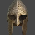 Ancient Spartan Warrior Bronze Helmet With Classic Design And Battle Gear