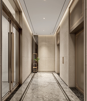 New Chinese Elevator Hall 3d model