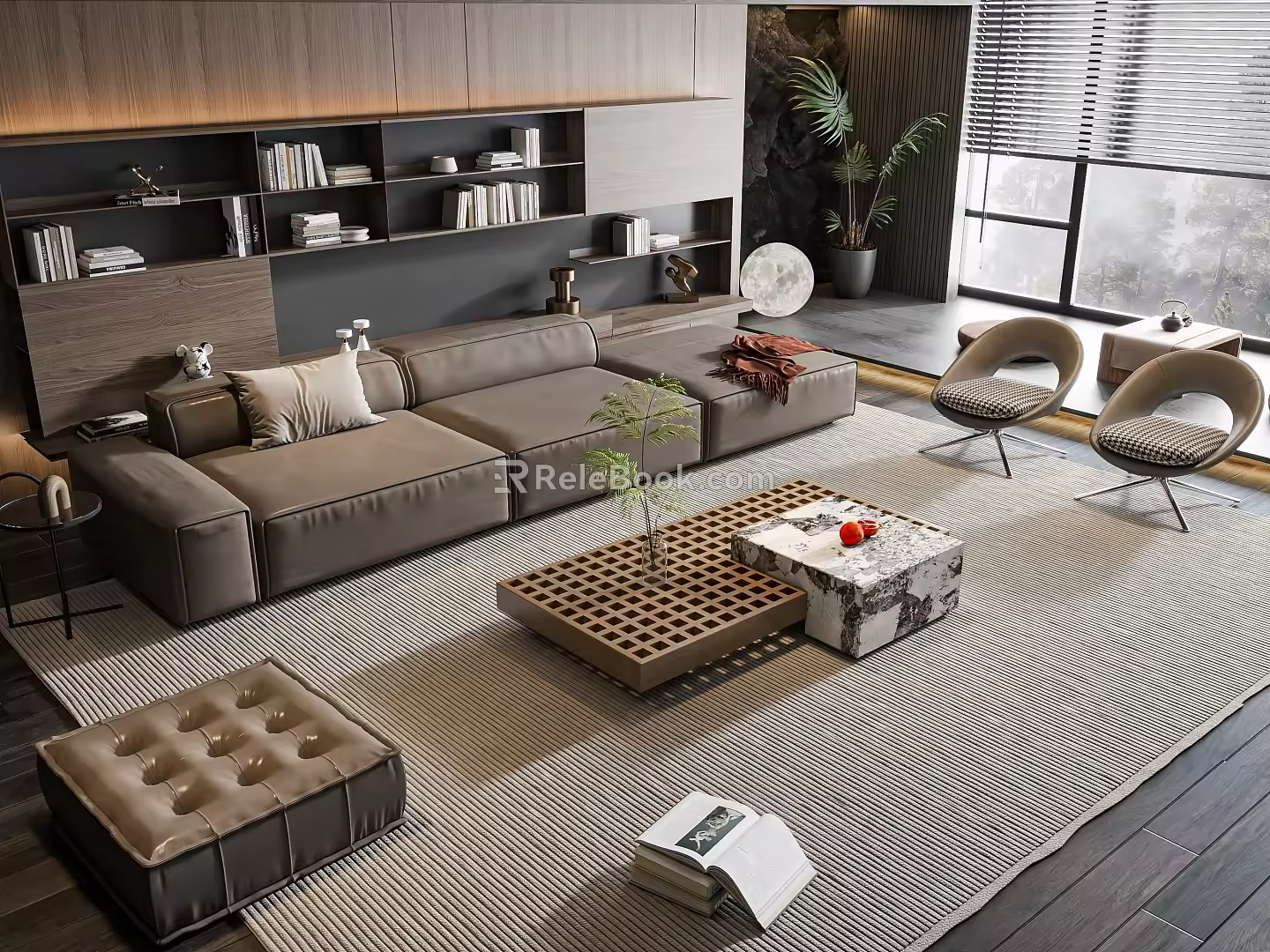 Modern sofa coffee table combination 3d model