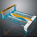 Modern Blue White And Orange Equipment With Streamlined Frame And Support Rails