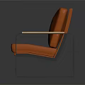 Orange Accent Chair With Wooden Armrests And Metal Frame Modern Design