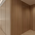 Modern Bedroom Interior With Built in Wardrobe Herringbone Floor Vanity Mirror And Lighting Strips